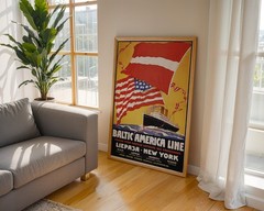 Baltic-America Line Liepaja-New York Retro Travel Poster