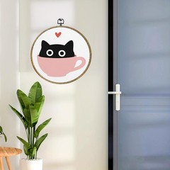 Cat Decor Cute Framed Round Wall Decor Cat Gifts for Women Men Couple Canvas …