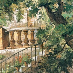 24W»x32H» COURTYARD IN PROVENCE by ROGER DUVALL – STAIRWAY CHOICES of CANVAS