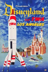 Disneyland Fly TWA LOS ANGELES Poster 20×30″ 1955 From USA