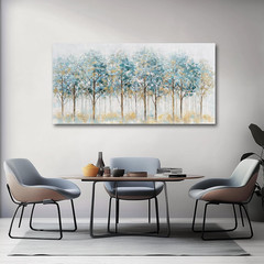 Trendy Blue and Black Tree Canvas Art for Home and Office Decor 24×48 Inch