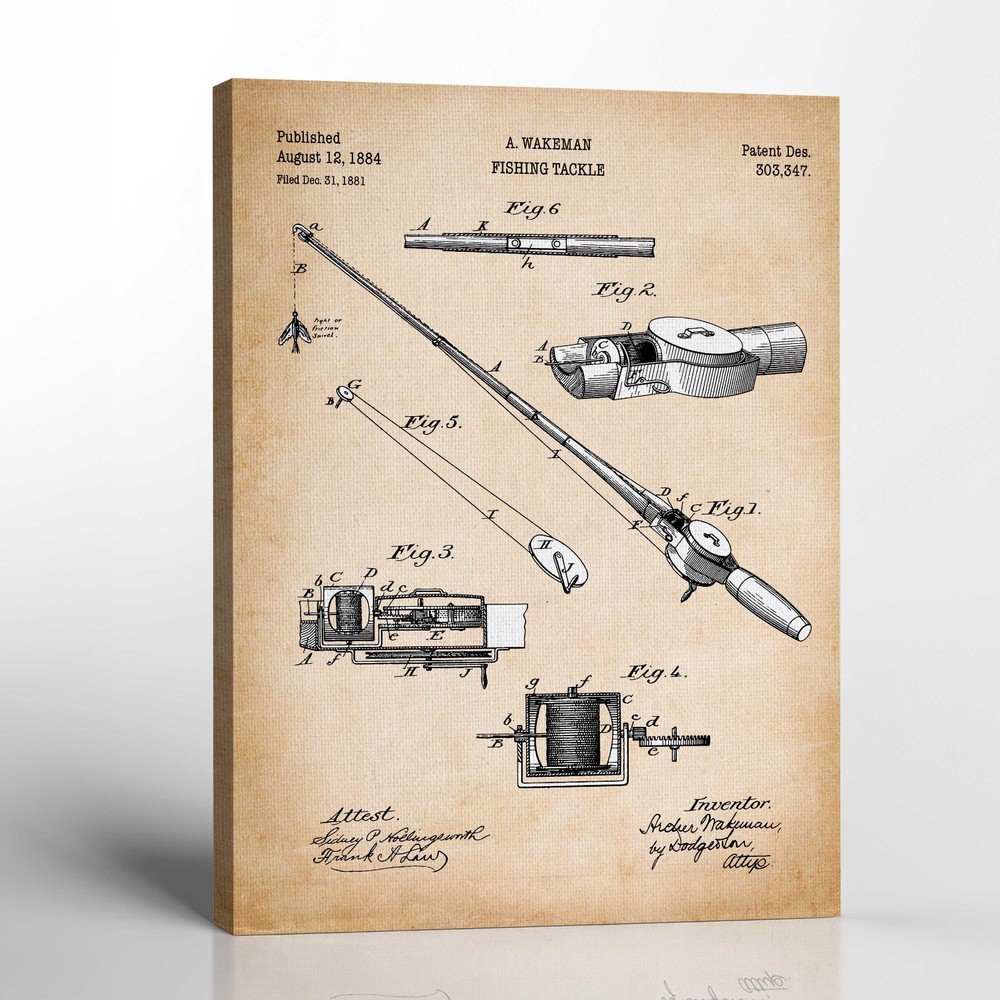 Fishing Gifts for Men, Fishing Gear Patent Canvas Print