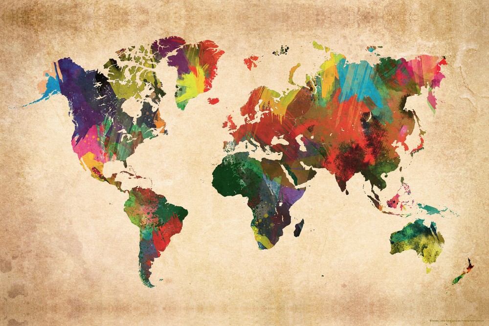 Colorful Map of the World Cool Wall Decor Art Print Poster 12×18