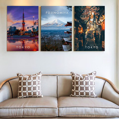 3 Pieces Captivating Japan Cityscape Large Wall Art Set for Living Set Of 3