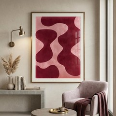 Pink and Burgundy Abstract Print, Scandinavian Geometric Wall Art Decor