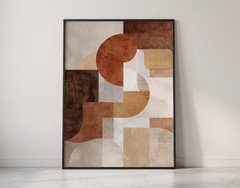 Boho Abstract Geometric Wall Art Earthy Tone Terracotta Print Poster Decor