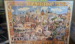 Vintage Madrid Spain Landmark Cityscape Travel Poster Framed Wall Art 28×20