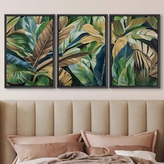 Wall26 Tropical Lush Green Foliage Wall Art Nature Framed Canvas Prints Set of 3
