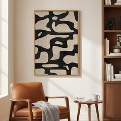 Framed Neutral Abstract Wall Art, Large Modern Canvas Prints Paintings Art24X36