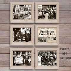 Vintage Prohibition Era Wall Art Set of 6 – 8×10 Unframed Speakeasy Bar Posters