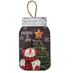 Christmas Mason Jar Cut-Out Wall Signs, Set of 3, LED Light Up Automatic Timer