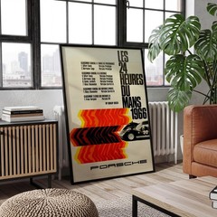 Porsche 906 Le Mans 1966 24 Hours Vintage Racing Poster Wall Art Decor Print