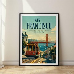 San Francisco Travel Poster Print Vintage California Wall Art Retro Cityscape