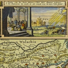 Ancient Old 1648 Decorative Bible Map; 100% Cotton Canvas Magnetic Wooden Hanger