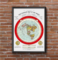 Flat Earth Map – 2 Gleason’s New Standard Maps Of The World – Large 24″ x 36″