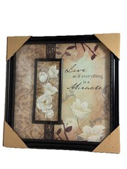 Framed Inspirational Wall Art Floral Print Miracle Quote Home Decor 18×18 New
