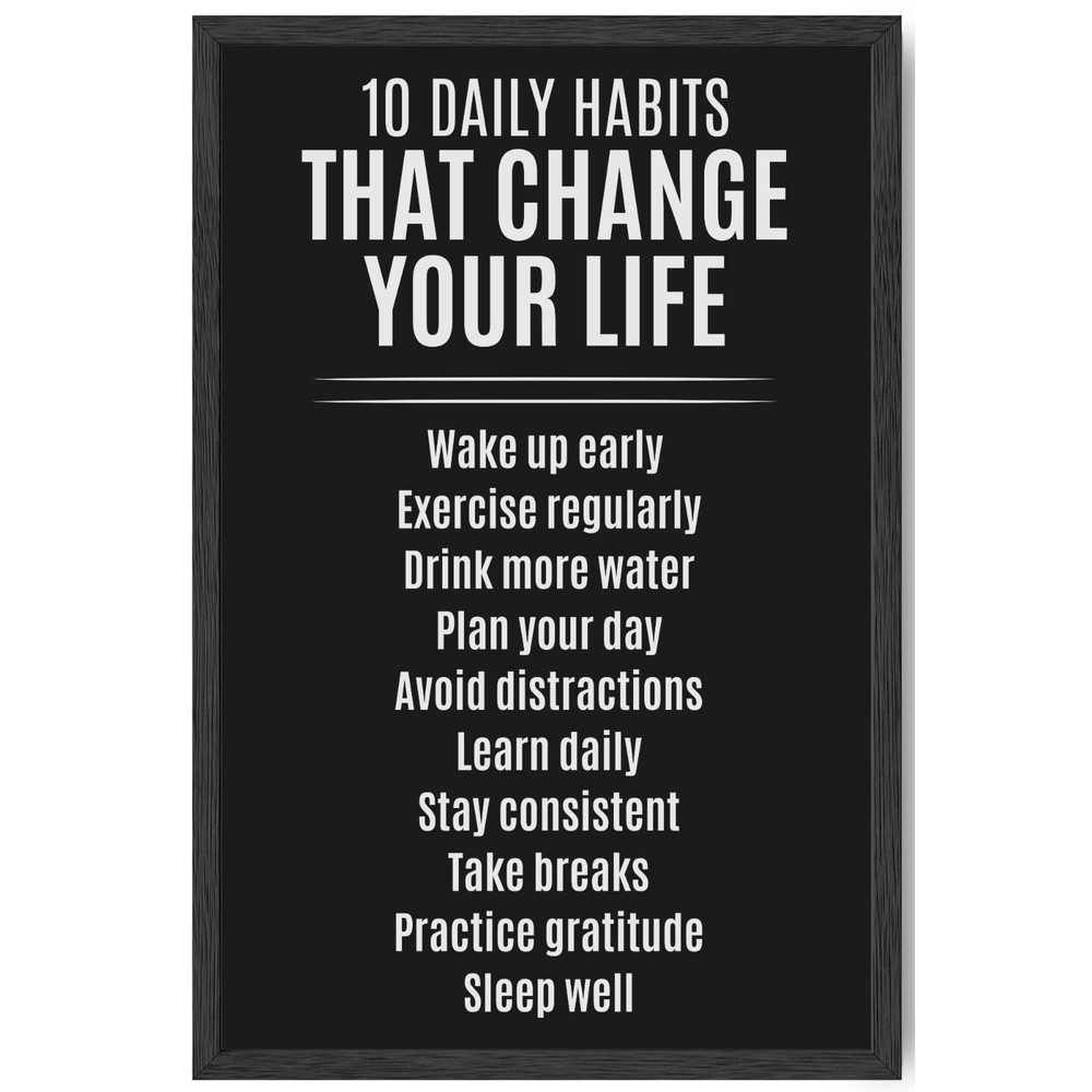 Inspirational Quotes Motivational Poster Black Edition Framed Wall Art 11×17