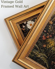 Vintage Gold Framed Wall Art Whimsical Frog Botanical Canvas Art Prints Anima…