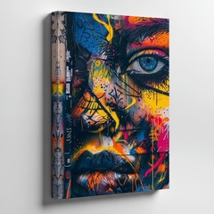 Colorful Abstract Graffiti Face Canvas Wall Art Urban Street Style Modern Home