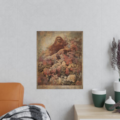 BIGFOOT FLOWER Poster, Sasquatch Botanical Wall Art, Cryptid Yeti Floral Print