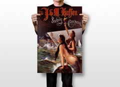 Mermaid Siren Ocean Ship Boat Brewery Glass of Beer Vintage Art – POSTER 20×30