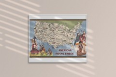 Native American Tribe State Icons Map Indigenous People Art Print Poster 18×12