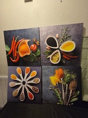 Colorful Spices and Spoon Vintage Canvas Prints Still Life Paintings Pictures