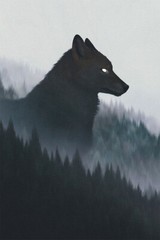 Forest Wolf Cutout Dark Nature Painting Print Wall Art Home Decor – POSTER 20×30