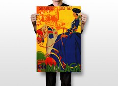Fashion Lady Girl Horse Back 1944 Malaga Spanish Spain Art Wall – POSTER 20×30