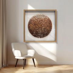 Natural Wood Paper Cylinder Wall Art Brown Gradient Color Circular Design wit…