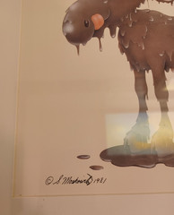 Chocolate Mousse Moose Stewart Moskowitz Framed Signed Art Cheeky Super Cute VTG
