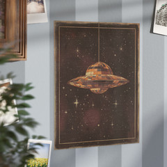 UFO DISCO BALL Wall Art, Retro Sci-fi Star Poster, Alien Celestial Space Decor