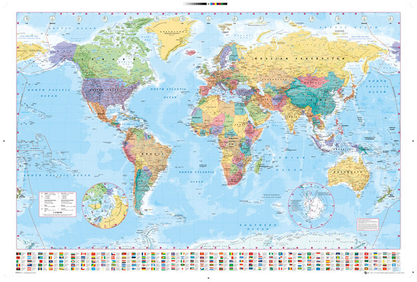 WORLD MAP POSTER – 24×36 GEOGRAPHY COLOR FLAGS 33057