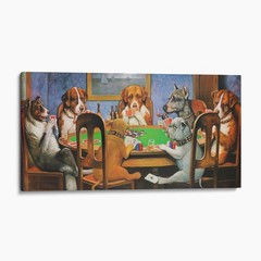 Dogs Playing Poker – A Friend In Need by CM Coolidge Canvas Wall Art Print
