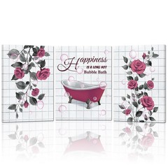 Pink Bathroom Wall Art Decor Hot Pink Floral and Bathtub Bathroom Pictures Pa…