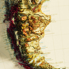 South America Geological Map Wall Art – Vintage 2D Topographic Poster Print Deco