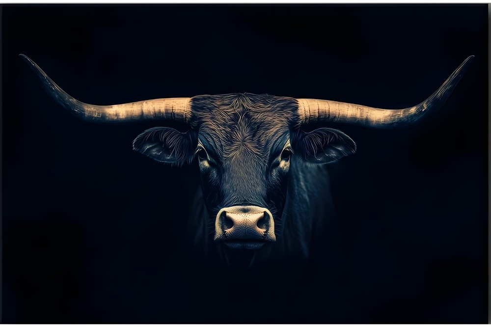 Vtg Long Horn Bull Steer 17×11.3 in Wall Art Poster Print