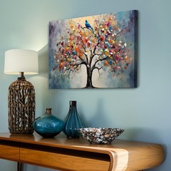 Dazzlewall Framed Colorful Tree of Life 16″L x 12″W, Bird