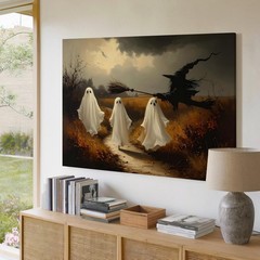 Wall Art Countryside Ghost Walk Canvas Autumn Halloween Scene With Rustic Charm