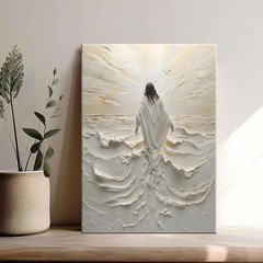 Abstract Jesus Walking on Water Canvas Wall Art Christian Spiritual Wall Decor P