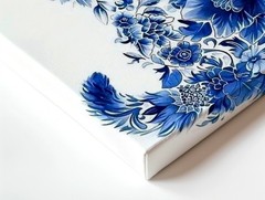 Wall Art Blue Floral Mandala Canvas Print Boho Lotus Abstract Decorative Decor