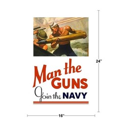 Man the Guns Join The Navy Vintage World War II Reprint Poster 16×24