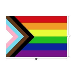 Progress Pride Flag Black Brown LGBTQIA Rainbow 18″L x 12″W, Multicolor
