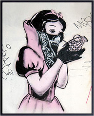Banksy Poster – 8X10 Funny Gangster Snow White Hand Grenade – Urban Graffiti Wal