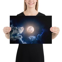 Moon at night (Hi-Res poster) — space poster, Moon poster, space art, Moon photo