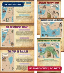 6Pcs Bible Story Map Poster Educational Christian Learning Tool Classroom Decor