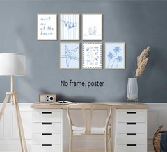 6Pcs Blue Coastal Wall Art Coastal Granddaughter Preppy Aesthetics Picture Wa…
