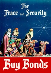 Peace And Security – Christmas – Buy Bonds – 1945 World War II Propaganda Poster