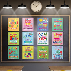 12 Pcs Bible Verse Posters for Kids，Inspirational Christian Wall Art