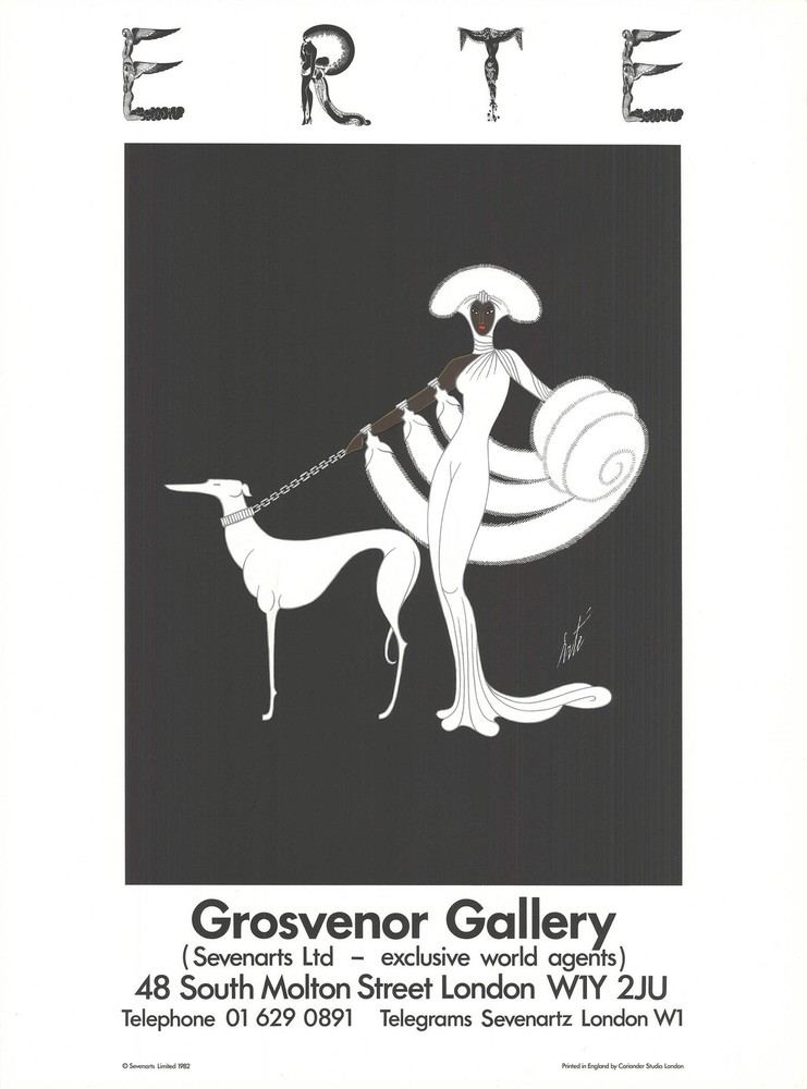ERTE Symphony in White (Grosvenor Gallery) 32.25″ x 24″ Lithograph 1982 Art Deco